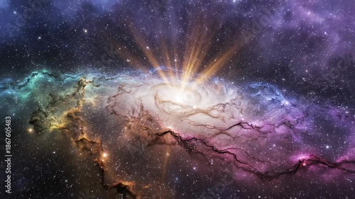 Wallpaper Mural Abstract motion graphic featuring seamless cosmic dust and vibrant nebulosity flowing gently through deep space, simulating the heart of the galaxy seamless, Abstract, dust Torontodigital.ca