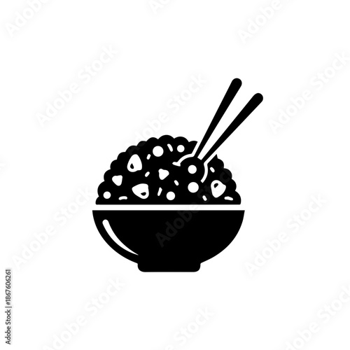 Bowl of noodles with chopsticks isolated on transparent background, Vector