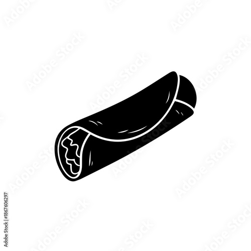 Black rolled mat isolated on transparent background, Vector