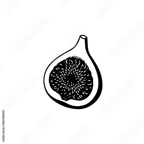 Single fig slice isolated on transparent background, Vector