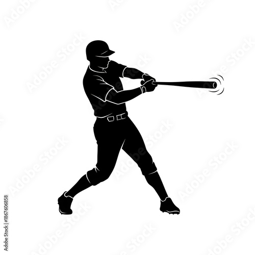 Baseball player swinging a bat in action pose