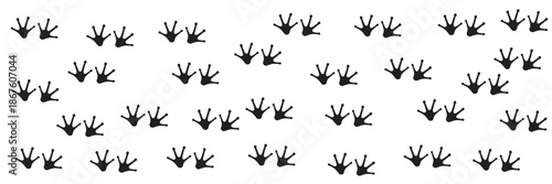 Frog Footprints Vector Set – Black Silhouette Amphibian Paw Prints and Wildlife Track Icons 
Isolated on White