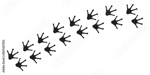 Frog Footprints Vector Set – Black Silhouette Amphibian Paw Prints and Wildlife Track Icons 
Isolated on White
