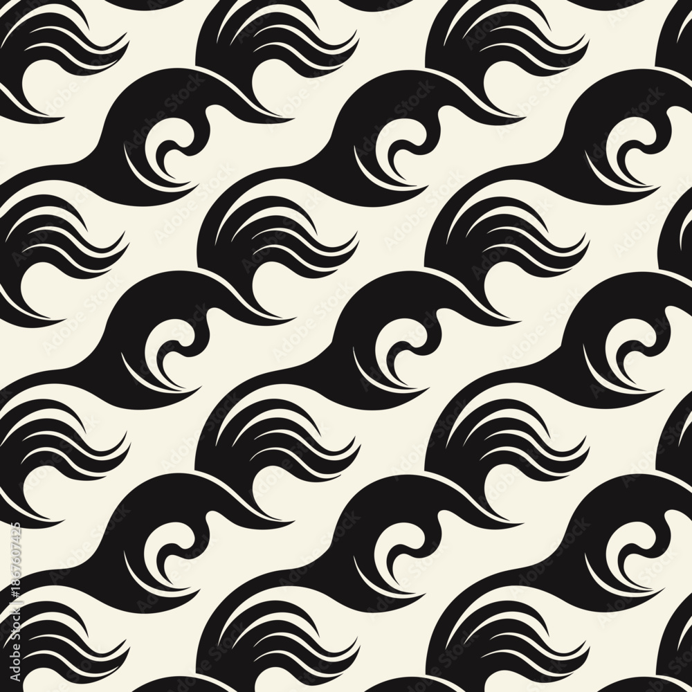Fototapeta premium Title: Intricate black and white geometric pattern with repeating triangular and hexagonal shapes