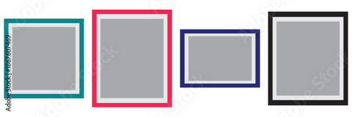 Photo Frame Mockup Set in Various Orientations and Aspect Ratios – Isolated on White Background
 with Soft Shadows