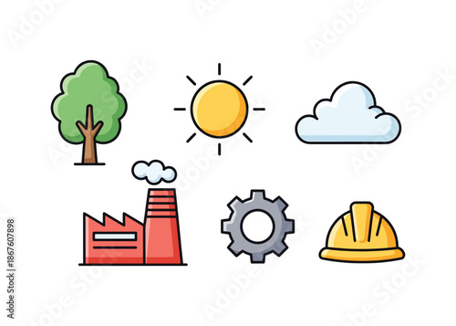 Travel and Transportation Vector Illustration – Scooter, Moped, Cityscape and Urban Landmarks