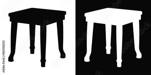 Stool icon. Wooden stool silhouette vector. Furniture silhouette symbol