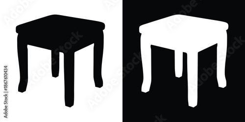 Stool icon. Wooden stool silhouette vector. Furniture silhouette symbol