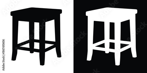 Stool icon. Wooden stool silhouette vector. Furniture silhouette symbol