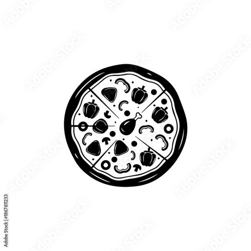 Black and white circular pattern isolated on transparent background, Vector
