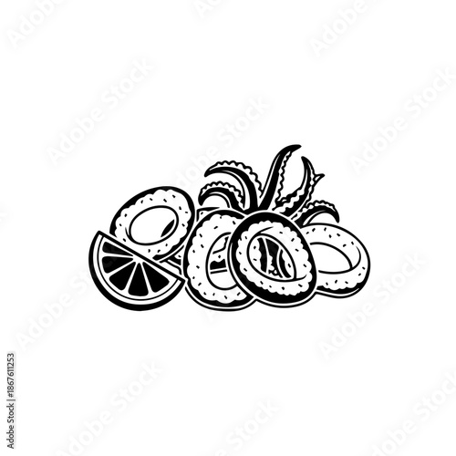 Stack of black and white coins isolated on transparent background, Vector