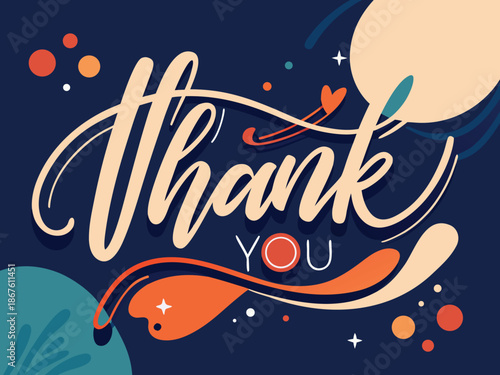 Artistic Thank You Calligraphy with Modern Aesthetic Background