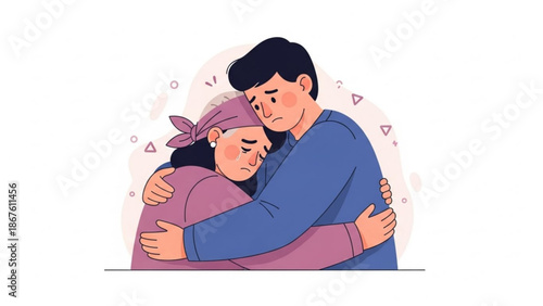A man and woman share a comforting embrace with closed eyes conveying love and support