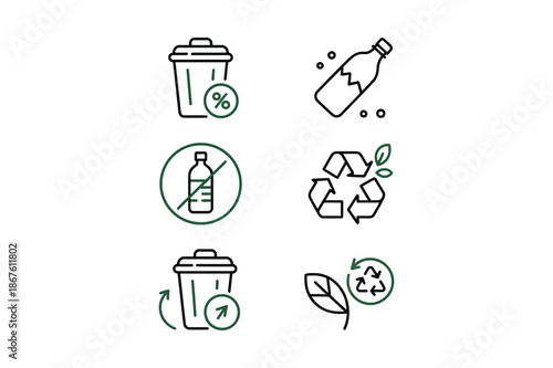 Eco friendly icons for recycling and waste management concept icon reduce reuse recycle