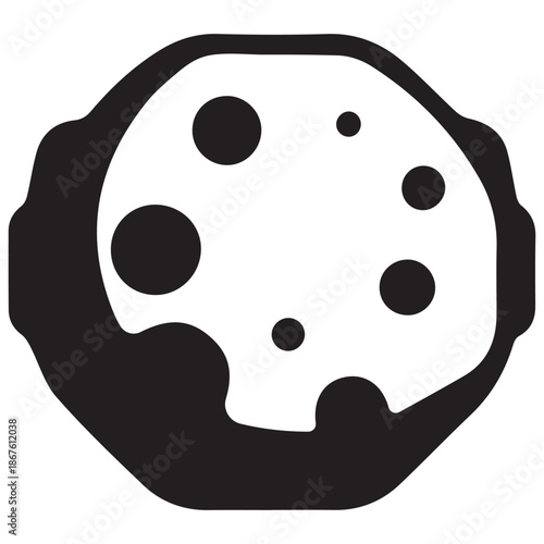 Full Moon Vector Symbol with Craters for Astronomy and Science Design.