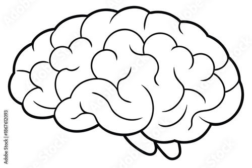 Neural Network Connections inside Human Brain, Conceptual Black and White Illustration of AI and Brain Connectivity