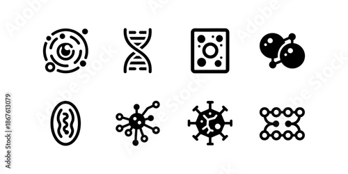 Collection of vector icons set of cell symbols in modern, simple, clean and abstract style. Icons for business, science, and personal branding.