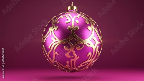 Wallpaper Mural Abstract motion graphic loop of a pristine floating magenta ornament featuring intricate metallic gold patterns rotating slowly against a deep pink vibrant background futuristic, rotating, technology Torontodigital.ca