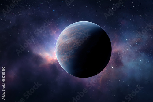 Illustration d'une planète errante devant la Voie Lactée.