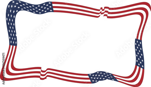 Wavy patriotic frame with American flag stars and stripes, perfect for festive celebrations