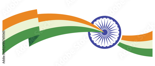   wavy India flag with Ashoka Chakra on transparent background. Vector illustration .