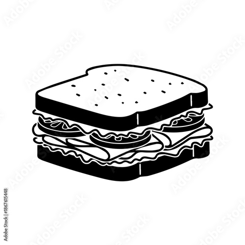 Classic layered sandwich isolated on transparent background, Vector