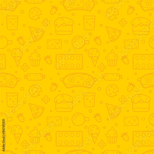 Yellow Food Pattern with Desserts and Snacks