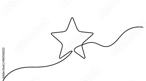 Continuous line drawing of a star, representing minimalist design and artistic simplicity