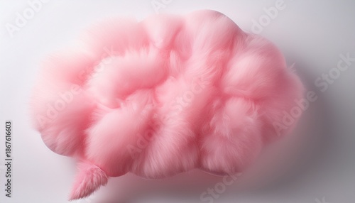 Soft Fluffy Pink Cloud Speech Bubble Conveying Gentle Thoughts Ideas Or Messages On A Clean White Background