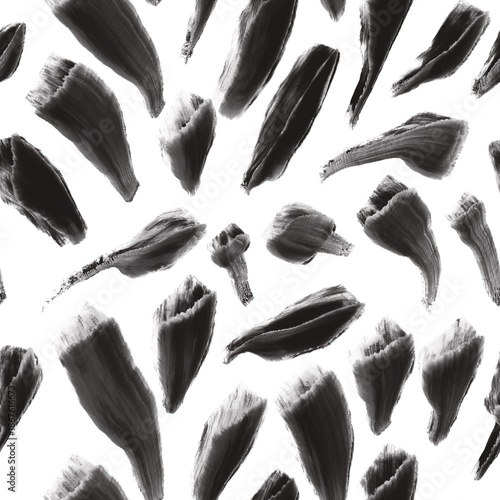 Seamless abstract geometric pattern. Background in black, grey, white. Illustration. Lines, curves. Design for textile fabrics, wrapping paper, background, wallpaper, cover.