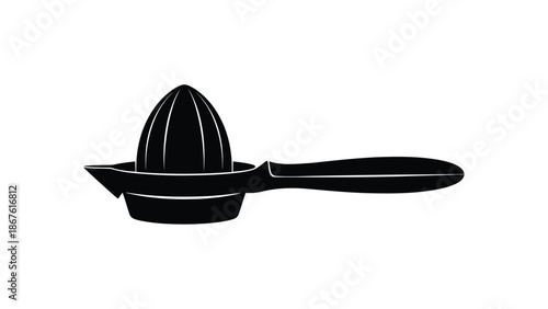 Black silhouette of manual citrus juicer isolated on white background