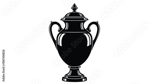 Black silhouette trophy cup icon symbol isolated on white background