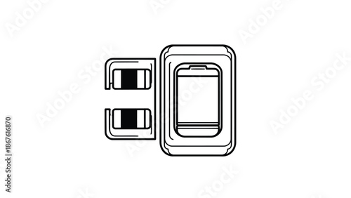 Minimalist flat illustration of electrical outlets and switch isolated on white background