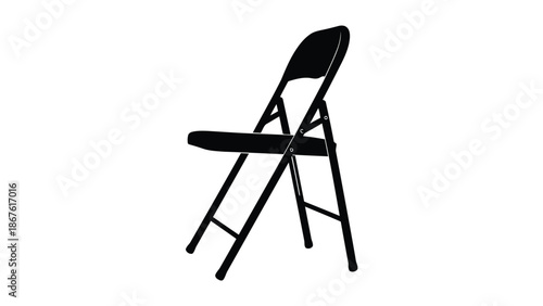 Black silhouette of a folding chair on a isolated on white background
