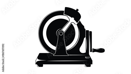 Black silhouette of a meat slicer on a isolated on white background