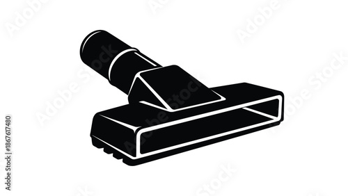 Black silhouette of vacuum cleaner nozzle isolated on white background