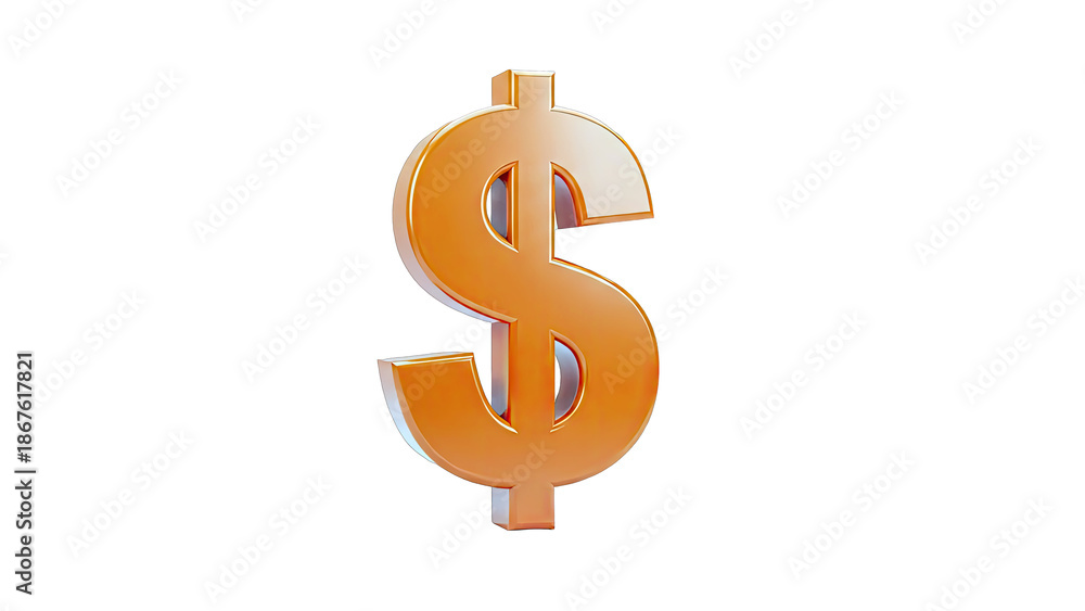 Fototapeta premium Golden Dollar Sign Isolated on White Background