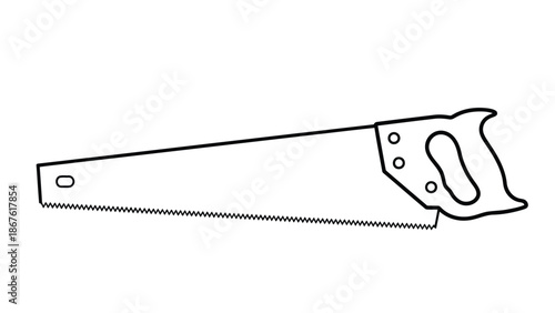 A flat illustration of a handsaw with a isolated on white background