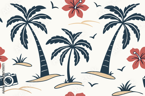 seamless background with palm trees