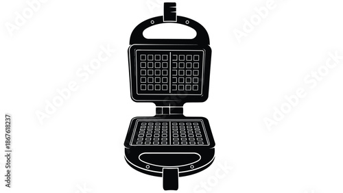 Black silhouette of a waffle maker on a isolated on white background