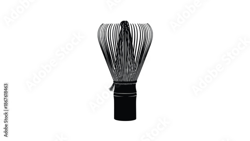 Black balloon whisk kitchen utensil silhouette isolated on white background