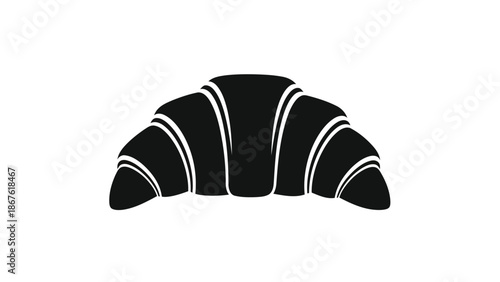 Black silhouette of a croissant pastry isolated on white background
