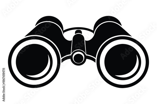 Optical Binoculars Icon Silhouette for Hiking and Mountain Exploration Equipment