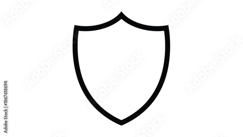 Minimalist black shield icon symbol flat design isolated on white background