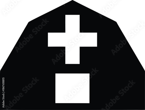 red cross field hospital tent silhouette vector on transparent background