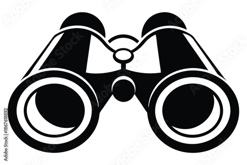 Sightseeing Binoculars Illustration in Solid Black Silhouette for Tourism and Landmark Viewing