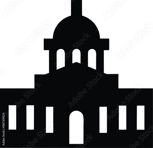 paris unesco headquarters silhouette vector on transparent background