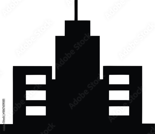 new york world bank headquarters silhouette vector on transparent background