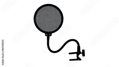 Black silhouette of a pop filter on a isolated on white background