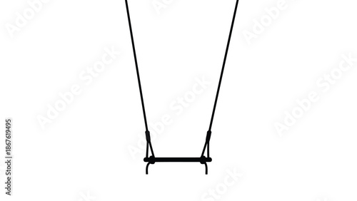 Minimalist black silhouette of a swing set against a , simple flat design isolated on white background